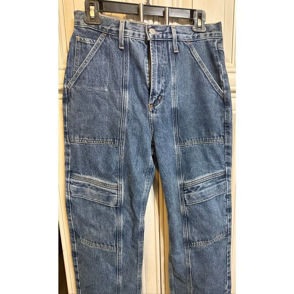 AGOLDE Los Angeles Women's Cooper‎ Cargo Denim Regulation Jeans Blue Size 26 - Picture 9 of 12
